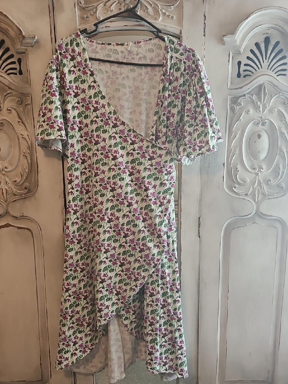 Kate Quinn Women’s Large Cotton Wrap Dress Pink Floral Print